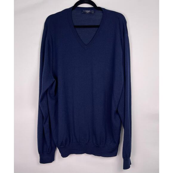 J.Crew 100% Merino Wool V-Neck Sweater Navy Blue Size XXL - Picture 1 of 7